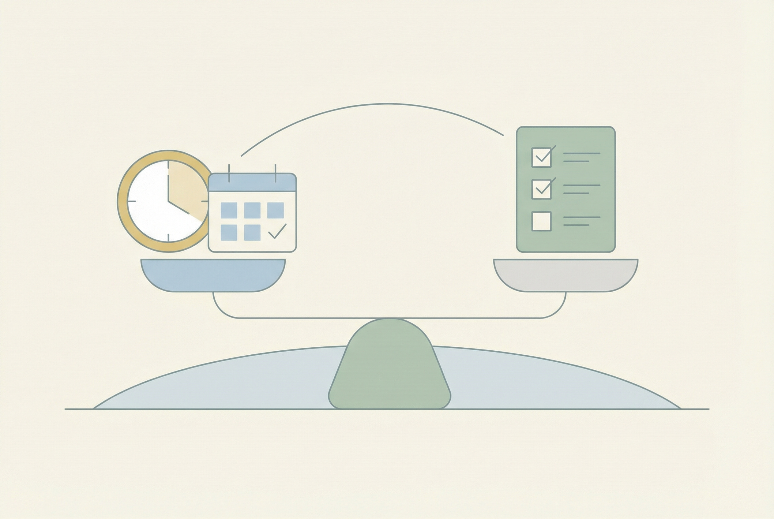 Illustration showing balance between time management and budgeting for online business success